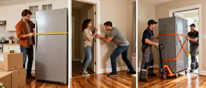 Déménagement d’un Frigo couple qui déménage un frigo