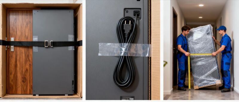 frigo déménagement Sécurisez un firgo et portes avec des sangles de transport