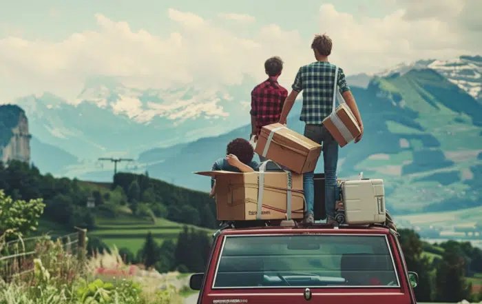 famille qui prépare un déménagement en suisse