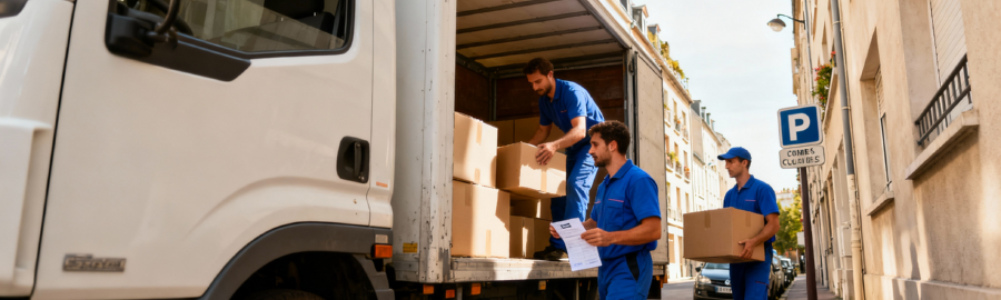 Déménagement dans les rues étroites de Colombes – Autorisation Camion de déménagement dans une rue étroite de Colombes avec déménageurs professionnels et autorisation de stationnement
