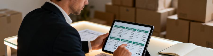 Client comparant devis déménagement sur tablette, consultation méthodique offres professionnelles