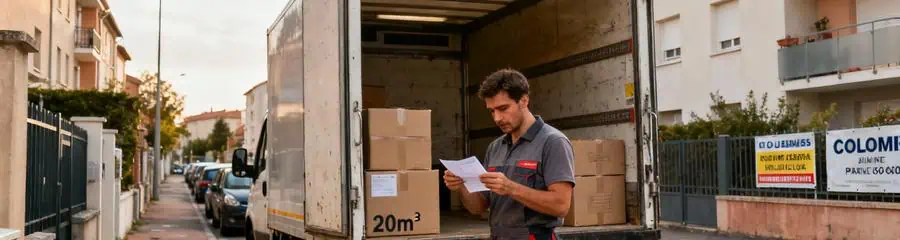 Camion déménagement stationné rue étroite Colomiers, déménageur gérant autorisation stationnement urbain