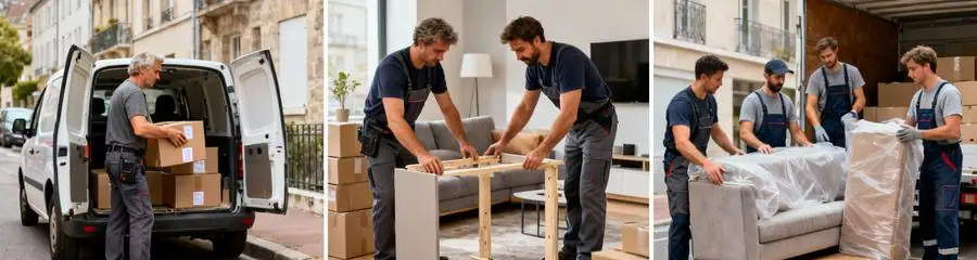 Triptyque formules déménagement : économique, standard, confort avec équipes adaptées et niveaux service