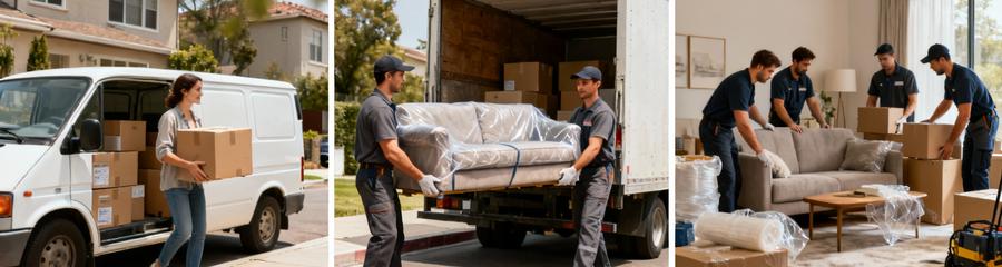 Triptyque comparatif formules déménagement : économique, standard, luxe avec équipes adaptées