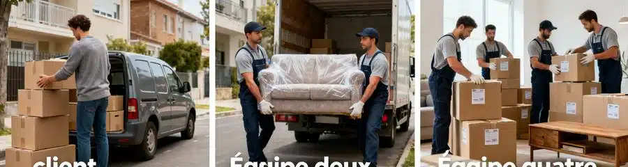 Triptyque formules déménagement : économique autonome, standard intermédiaire, premium service complet