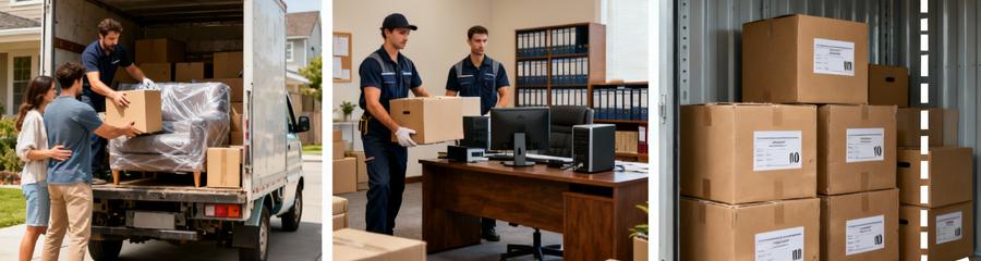 Triptyque formules déménagement Normandie : résidentiel, professionnel, stockage temporaire adapté