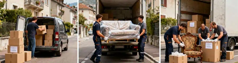 Triptyque formules déménagement Savoie : économique autonome, standard coordonné, clé en main complet