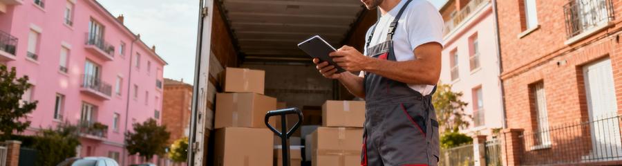 Déménageur consultant inventaire volume devant camion, évaluation tarif déménagement Toulouse