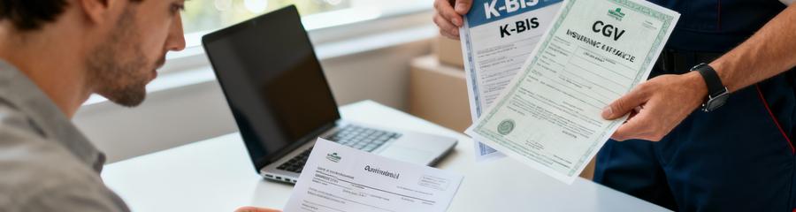 Cliente examinant documents légaux déménagement avec professionnel, vérification conformité administrative