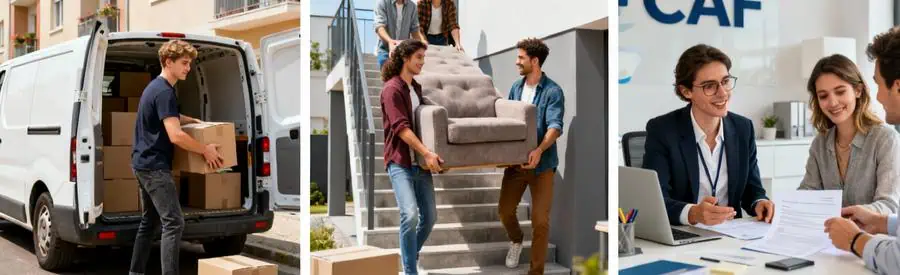 Triptyque : déménagement autonome en utilitaire, entraide amis, conseils aides financières CAF