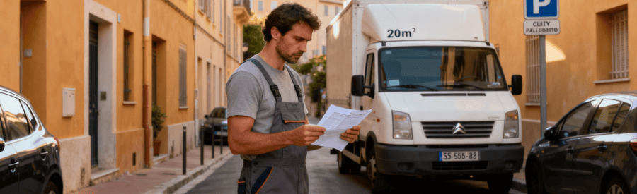 Déménageur consultant autorisation mairie devant camion, réglementation stationnement Toulon