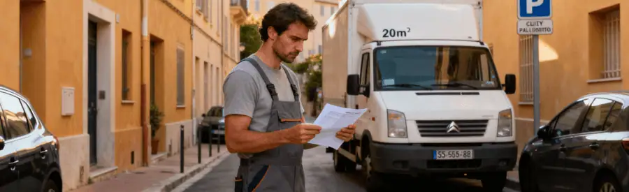 Déménageur consultant autorisation mairie devant camion, réglementation stationnement Toulon