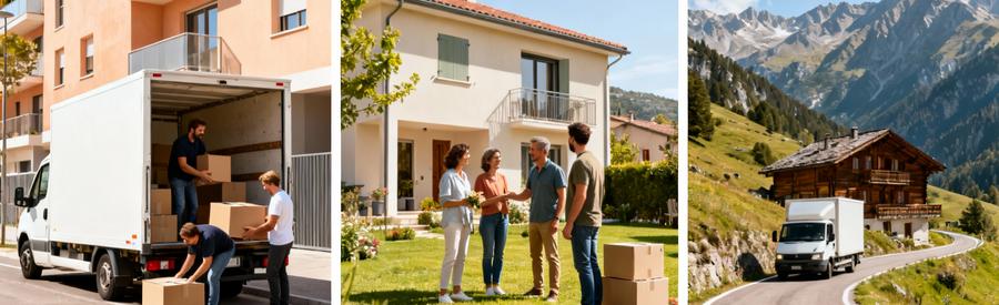 Triptyque zones résidentielles Pyrénées-Orientales : ville, périphérie, montagne avec déménagements