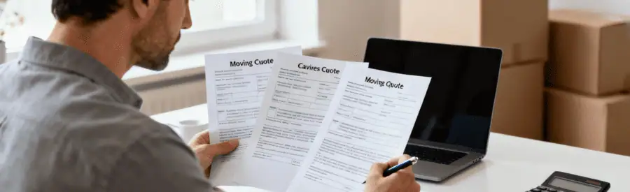Client comparant trois devis déménagement bureau, analyse méthodique des offres
