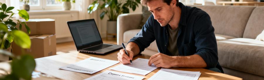 Particulier comparant attentivement plusieurs devis de déménagement à domicile