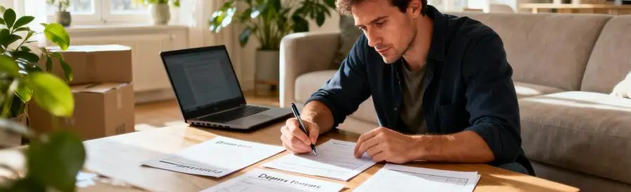 Particulier comparant attentivement plusieurs devis de déménagement à domicile