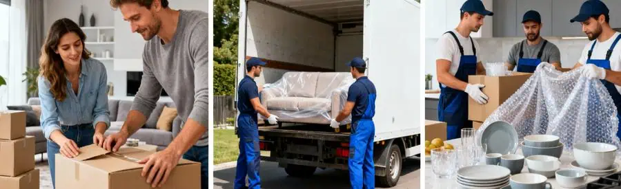 Trois niveaux service déménagement : autonomie client, transport pro, prestation complète clé en main