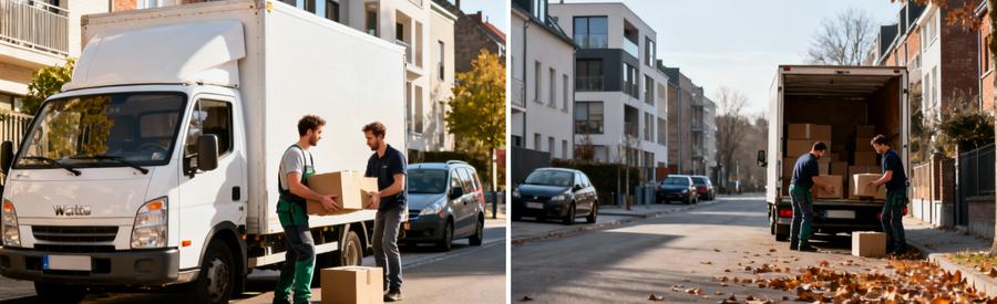 Comparaison Saisons Demenagement Wattrelos Contraste déménagement été chargé versus période creuse automne, rue résidentielle Wattrelos
