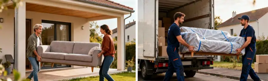 Comparaison transport canapé : particuliers versus déménageurs professionnels équipés