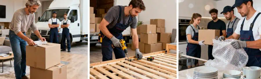 Trois formules déménagement : économique, intermédiaire et clé en main avec déménageurs professionnels