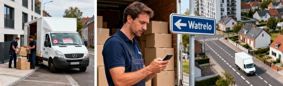 Demenagement Wattrelos Logistique Urbaine Triptyque déménagement Wattrelos : camion stationné, déménageur consultant itinéraire, vue quartier résidentiel mixte