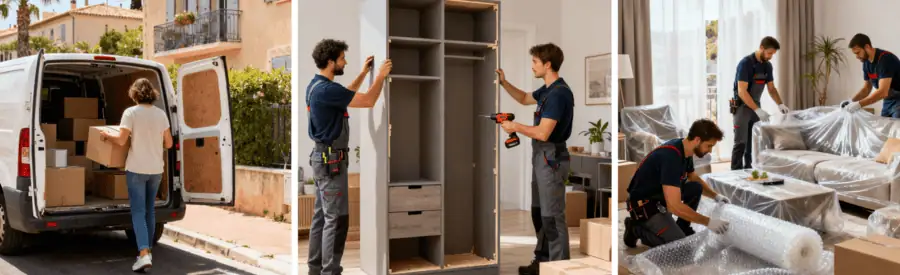 Triptyque formules déménagement Cagnes-sur-Mer : économique, standard et premium avec équipes adaptées
