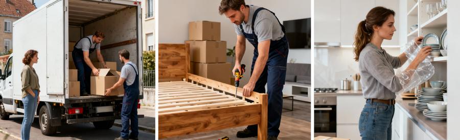 Formules Demenagement Economique Standard Confort Comparatif trois formules déménagement : chargement camion, démontage mobilier, rangement intérieur complet