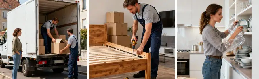 Comparatif trois formules déménagement : chargement camion, démontage mobilier, rangement intérieur complet
