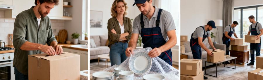 Comparaison trois formules déménagement : autonome, standard avec aide professionnelle, et service complet tout inclus