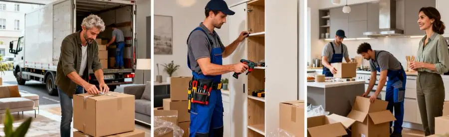 Trois formules déménagement : client emballant seul, démontage professionnel, service complet avec déballage