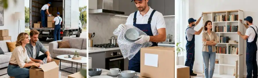 Trois formules déménagement : économique avec cartons clients, standard avec protection fragiles, confort tout inclus