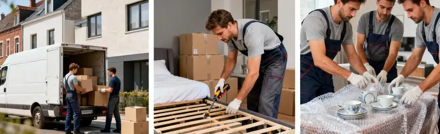 Trois niveaux service déménagement : chargement camion, démontage mobilier, emballage protection complète