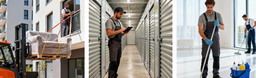 Services Complementaires Demenagement Monte Meuble Stockage Services déménagement : monte-meuble façade immeuble, garde-meubles sécurisé, nettoyage appartement professionnel