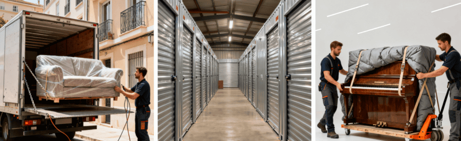 Triptyque services déménagement : monte-meubles, stockage sécurisé, transport piano spécialisé