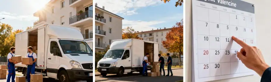 Comparaison visuelle déménagement haute saison versus période creuse, optimisation timing et budget