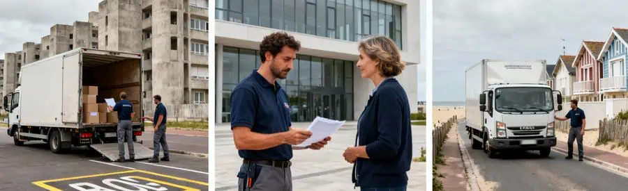 Déménageurs s'adaptant aux spécificités des différents quartiers du Havre lors d'interventions professionnelles