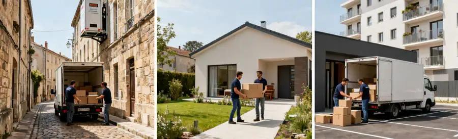 Trois contextes de déménagement à Conflans-Sainte-Honorine : centre historique, quartier pavillonnaire et zone récente