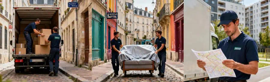 Déménageurs adaptant leur organisation selon les contraintes des différents quartiers de Nantes