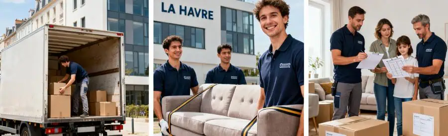 Trois formules de déménagement au Havre : autonome avec camion, service standard et prestation complète supervisée