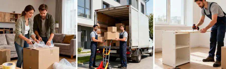 Comparaison visuelle des formules de déménagement au Mée-sur-Seine : emballage, transport et montage meubles