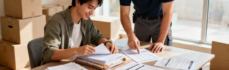 Personne comparant plusieurs offres de déménagement avec un professionnel à Brest