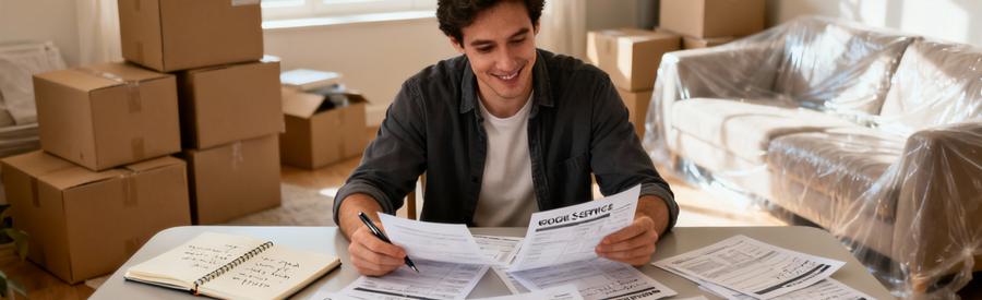 Comparaison Offres Demenagement Evry Courcouronnes Personne comparant plusieurs offres de déménagement sur documents papier à Évry-Courcouronnes