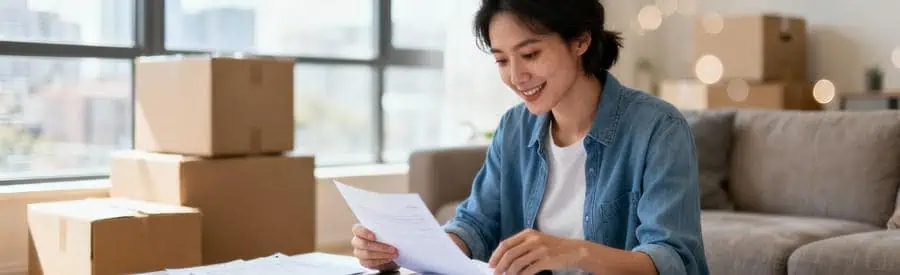 Personne comparant plusieurs offres de déménagement sur documents papier à Évry-Courcouronnes