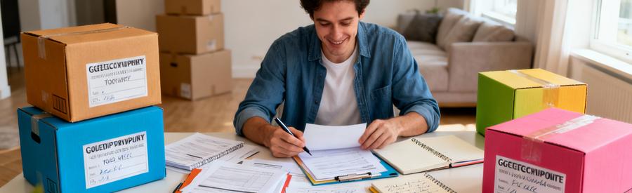 Personne comparant cinq offres de déménageurs professionnels sur documents papier à La Seyne-sur-Mer