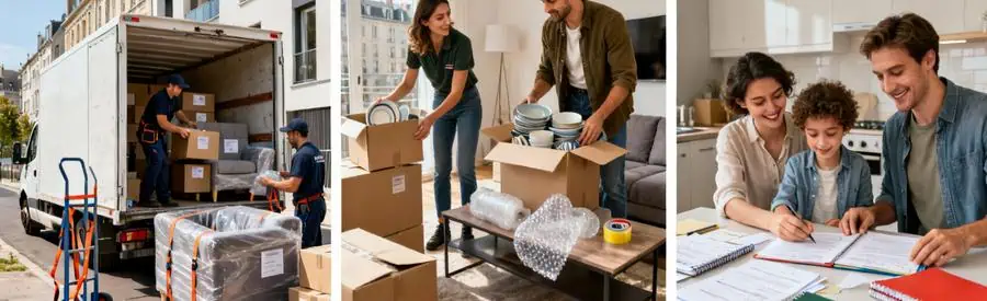 Trois formules de déménagement à Amiens : transport seul, formule standard avec aide, et service complet tout inclus