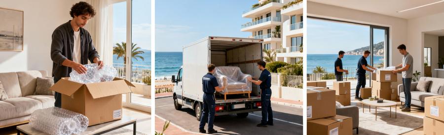 Trois formules de déménagement à Cannes : économique, standard et premium avec niveaux de service différents