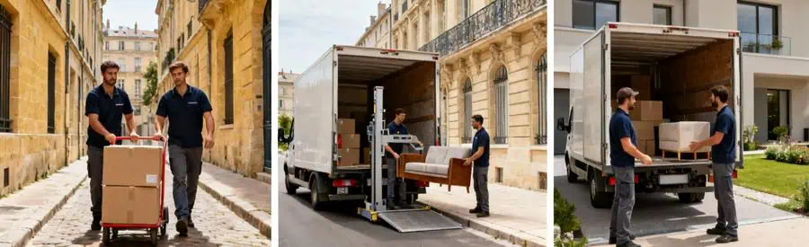 Trois configurations de déménagement à Bordeaux : centre historique, immeuble haussmannien, quartier pavillonnaire