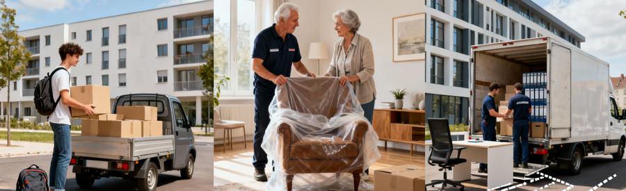 Trois profils de déménagement à Angers : étudiant, senior et entreprise avec services adaptés à chaque situation