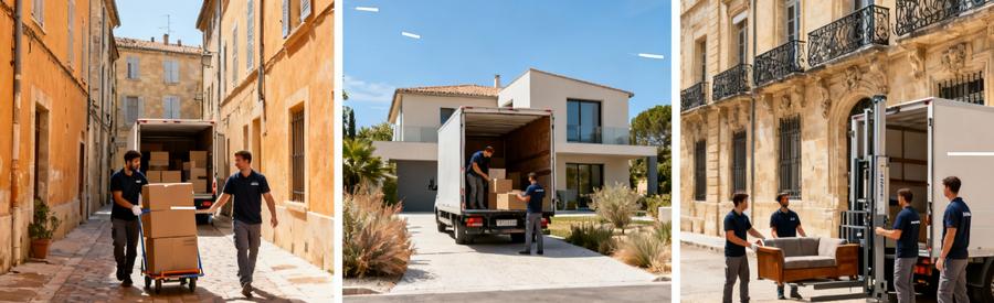 Déménageurs s'adaptant aux différentes configurations des quartiers d'Aix-en-Provence, centre historique et zones résidentielles