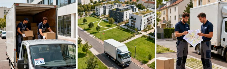 Déménagement dans différents quartiers de Cergy avec camion et autorisation stationnement en zone urbaine réglementée